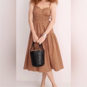 J Crew Smocked Sweetheart Dress in Classic Dot
